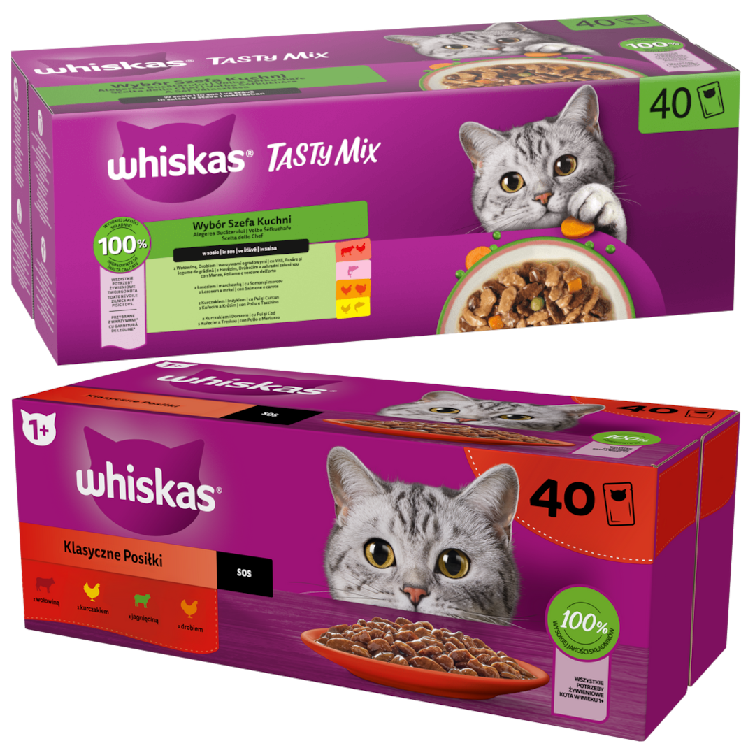 Whiskas Adult Mokra Karma Dla Kota W Sosie Tasty Mix Wybór Szefa Kuchni + Klasyczne Posiłki