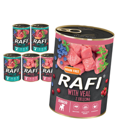 Rafi 6x400g Bezzbożowa Mokra Karma Dla Szczeniąt Cielęcina i Jagnięcina