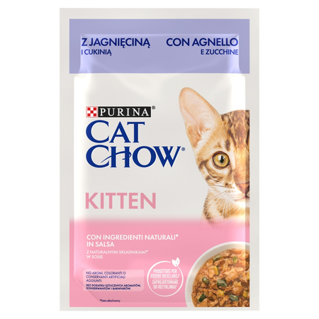 Purina Cat Chow Kitten 6x85g Mokra Karma Dla Kociąt z Jagnięciną w Sosie i Indykiem w Galaretce