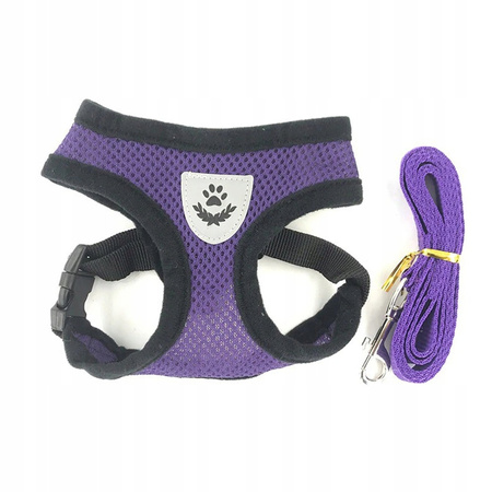 Lekkie Oddychające Szelki + Smycz Dla Psa Psów L klatka 37-49 cm FIOLETOWE