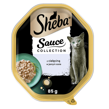 Sheba Sauce Collection Tacka 6x85g Mokra Karma Pełnoporcjowa Dla Kota Kawałki Z Cielęciną W Sosie