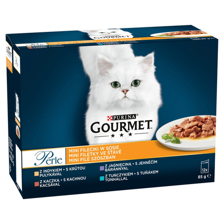 Purina Gourmet Perle Mix 4 Smaki 72x85g Mokra Karma Dla Kota Mini Fileciki w Sosie