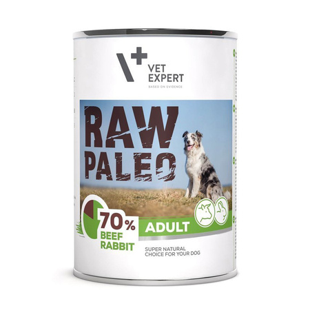 VetExpert RAW PALEO Adult Beef Rabbit 48x400g karma mokra z wołowiną i królikiem dla psów
