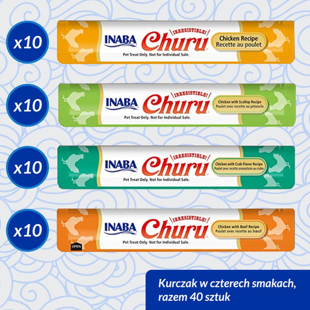 Inaba Cat Churu 40x14g (560g) Kremowy Przysmak Dla Kota Pasta Mix Z Kurczakiem