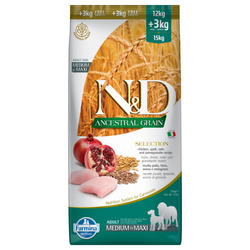 N&D Dog Ancestral Grain Chicken  Adult Medium Maxi 15Kg Karma Sucha Psy Dorosłe