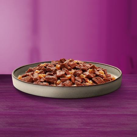 WHISKAS Adult Saszetki 4 x 85g Soczyste Kąski Mokra Karma Dla Dorosłego Kota w Galaretce Kawałki z Wołowiną i z Kurczakiem