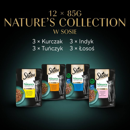 Sheba Nature’s Collection Wybór Smaków 12x85g Mokra Karma Pełnoporcjowa Dla Kota W Sosie