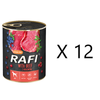 Rafi Mokra Karma dla Psów z Wołowiną, Żurawiną i Borówką Puszka Zestaw 12 x 400 g