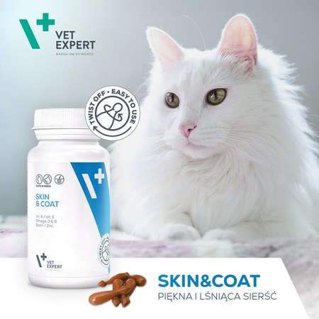Suplementy dla psa i kota VetExpert Skin & Coat SKÓRA I SIERŚĆ 30 kapsułek