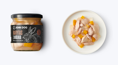 John Dog RARYTAS premium KRÓLIK z dynią i algami morskimi 380g przysmak dla psa