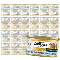 Purina Gourmet Gold z Rybą Oceaniczną 48x85g Mokra Karma Dla Kota Succulent Delights