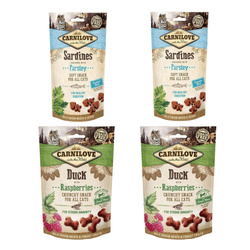 Carnilove 4x50G Przysmak Dla Kota Mix Sardynki I Pietruszka Kaczka i Liście Maliny