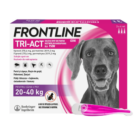 Frontline Tri-Act Dla Psów L 20-40kg Pipeta 3x4ml Krople Na Pchły Kleszcze Komary i Inne Owady