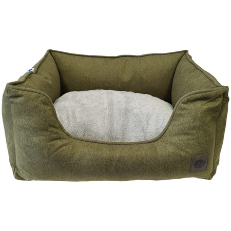 Premium Legowisko Z Poduszką Dla Psa Kota Prostokątne Zielone 64x52cm Wysokie Krawędzie