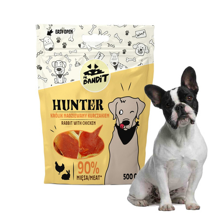 Mr Bandit HUNTER Królik nadziewany kurczakiem 500g - naturalny przysmak dla psa