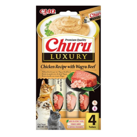 Inaba Cat Churu Luxury 8x14g (112g) Kremowy Przysmak Dla Kota Kurczak z Wołowiną Wagyu