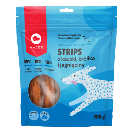 Miękki przysmak dla psa MACED TRIO KACZKA, KRÓLIK I JAGNIĘCINA 500G