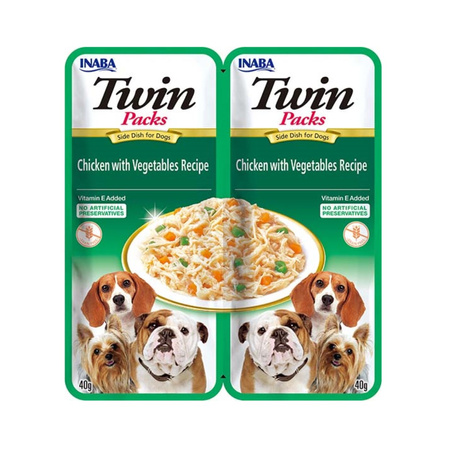 Inaba Twin Packs 4x80g Karma Dla Psa z Kurczakiem i Warzywami w Bulionie z Kurczaka 3+1 Gratis