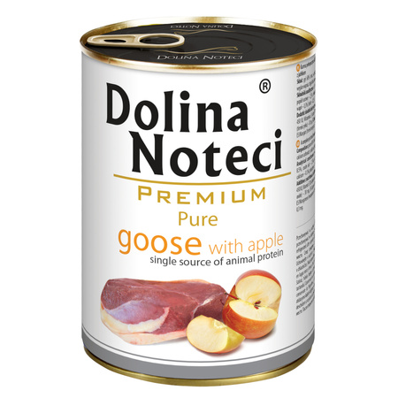 Dolina Noteci Premium Pure Bogata w Gęś z Jabłkiem Puszka 24x400g Mokra Karma Dla Psa