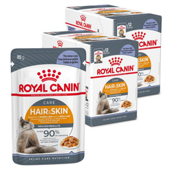 Royal Canin Hair & Skin 24x85g Mokra Karma Dla Kotów Dorosłych w Galaretce Zdrowa Skóra Piękna Sierść