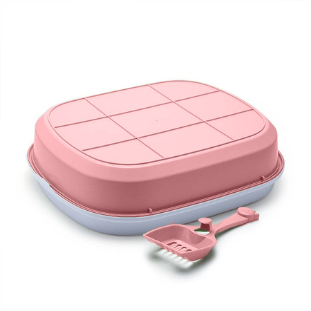 KUWETA DLA KOTA OTWARTA Z RAMKĄ NA ŻWIREK + ŁOPATKA GRATIS Różowa 47.4x39.6x13.9cm