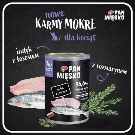 Pan Mięsko Hipoalergiczna Mokra Karma Dla Kociąt Indyk Z Łososiem 400g