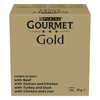 Purina Gourmet Gold 96x85g Mokra Karma dla Kota Mix Smaków w Sosie z Wołowiną Łososiem Indykiem Kurczakiem