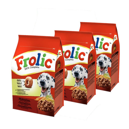 3x2,8kg Frolic Sucha Karma Dla Psów Wołowina Z Warzywami