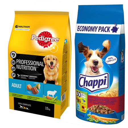 Chappi z Wołowiną 13.5kg + Pedigree Professional Nutrition Z Jagnięciną 15kg Sucha Karma dla Psów