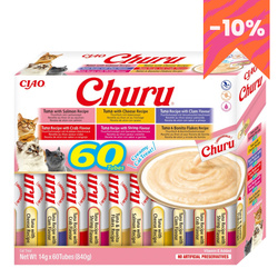 Inaba Cat Churu 60x14g (840g) Kremowy Przysmak Dla Kota Pasta Mix Z Tuńczykiem
