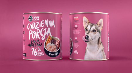 John Dog Codzienna Porcja Kurczak 6x 850g - mokra karma dla psa, 78,5% mięsa