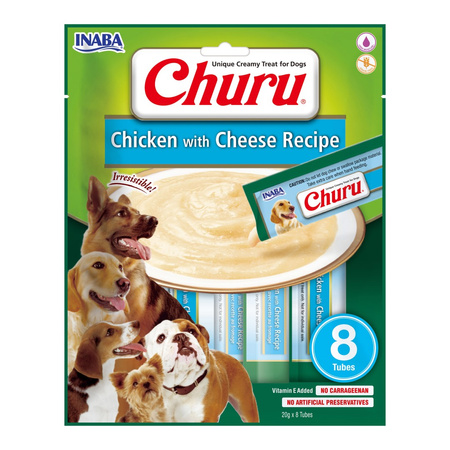 Inaba Dog Churu 8p Przysmak Pasta Dla Psa 8x20g z Kurczakiem i Serem