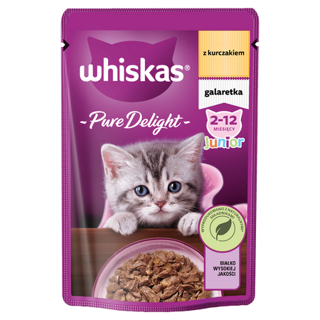 WHISKAS Junior Saszetka 28x85g Mokra Karma Dla Kociąt Kawałki z Kurczakiem w Galaretce
