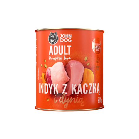 John Dog Karma Mokra Dla Psa Pumpkin Line Mix 6 Smaków 24x800g Dzik Wołowina Indyk Jagnięcina Królik Kaczka