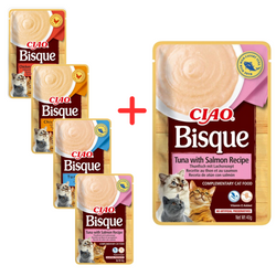 Inaba Cat Ciao Bisque 4+1 (5x40g) Uzupełniająca Karma Dla Kota Zupa Krem Mix Smaków