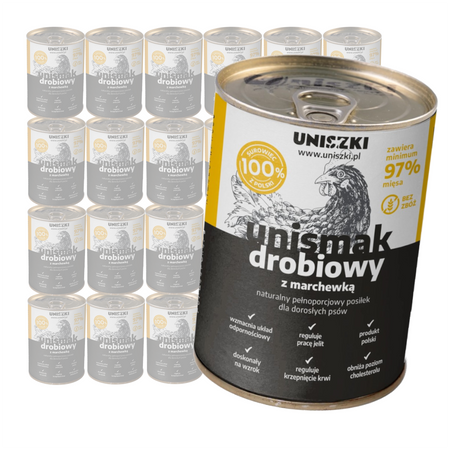 Uniszki Unismak Drobiowy z Marchewką 24x410g Bezzbożowa Mokra Karma dla Psa