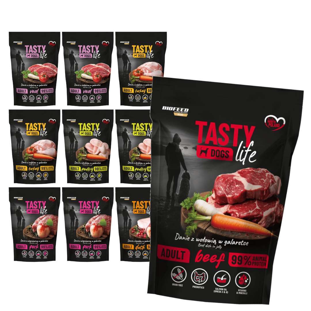 Biofeed Tasty Dogs Life Bezzbożowa Mokra Karma Dla Psa Mix 6 Smaków W Galaretce