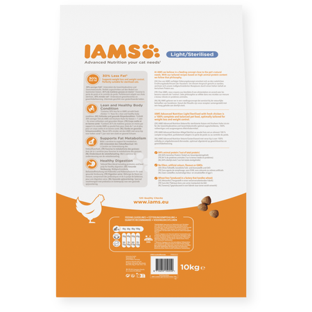 Sucha Karma Iams for Vitality Light in Fat Dla Dorosłych Kotów Sterylizowanych Ze Świeżym Kurczakiem 10kg