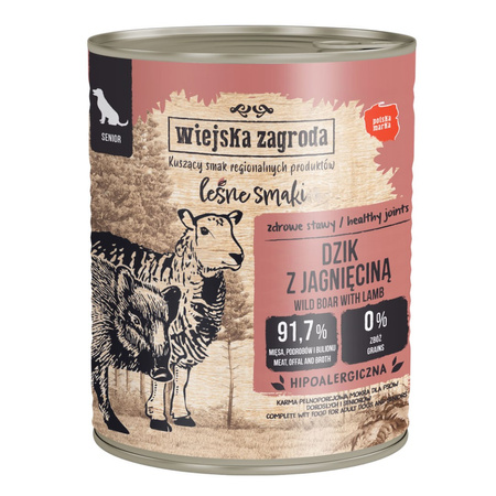 Wiejska Zagroda Leśne Smaki 6x800g Mokra Karma Dla Starszego Psa Z Dzikiem I Jagnięciną