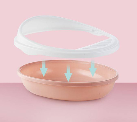 Owalna Kuweta Dla Kota OTWARTA PC-YK08 Rózowa 41x34x9cm + ŁOPATKA GRATIS