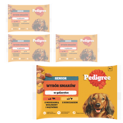 Pedigree Senior Wybór Smaków 16x100g Mokra Karma Dla Psów Z Wołowiną Wątróbką Kurczakiem W Galaretce