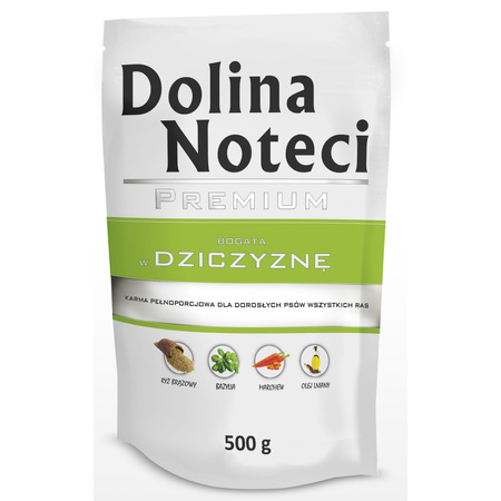 Dolina Noteci PREMIUM bogata w dziczyznę saszetka 500 g Mokra karma dla psa