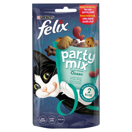 Purina Felix Party Mix 16x60g Przysmak Dla Kota Original Kurczak Wątróbka Indyk + Ocean Łosoś Mintaj I Pstrąg