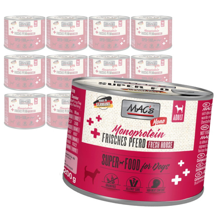Mac's Dog 12x200g Mokra Karma Monoproteinowa z Koniną Dla Psów Skłonnych Do Alergii