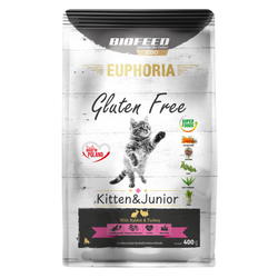 Biofeed Euphoria Gluten Free Kitten & Junior 400g Sucha Karma Dla Kociąt z Indykiem i Królikiem