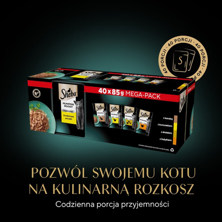 Sheba Delicacy Drobiowe Smaki Saszetki 40x85g Mokra Karma Pełnoporcjowa Dla Kota W Galaretce