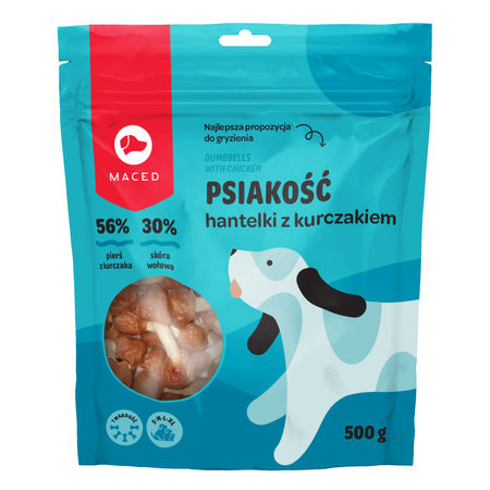 MACED HANTELKI KOSTKI Z KURCZAKIEM 500G PRZYSMAK DLA PSA