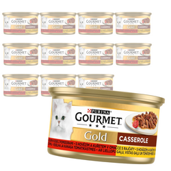 Purina Gourmet Gold Karma Dla Kotów Casserole Z Wołowiną I Kurczakiem W Sosie Z Pomidorami 12x85g