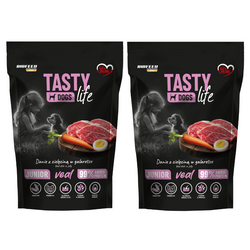 Biofeed Tasty Dogs Life Junior z Cielęciną w Galaretce 2x500g Bezzbożowa Mokra Karma Dla Szczeniąt