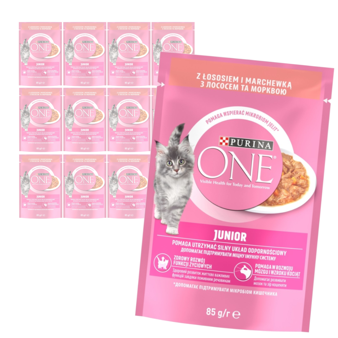 Purina One Junior Mokra Karma Dla Kociąt Z Łososiem I Marchewką